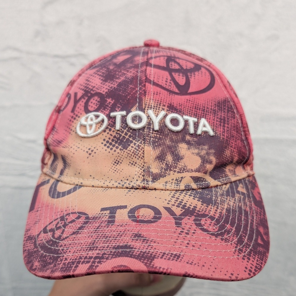 Toyota Baseball Hat Men's OS Red Pink AOP Racing Streetwear Embroidered Logo Y2K